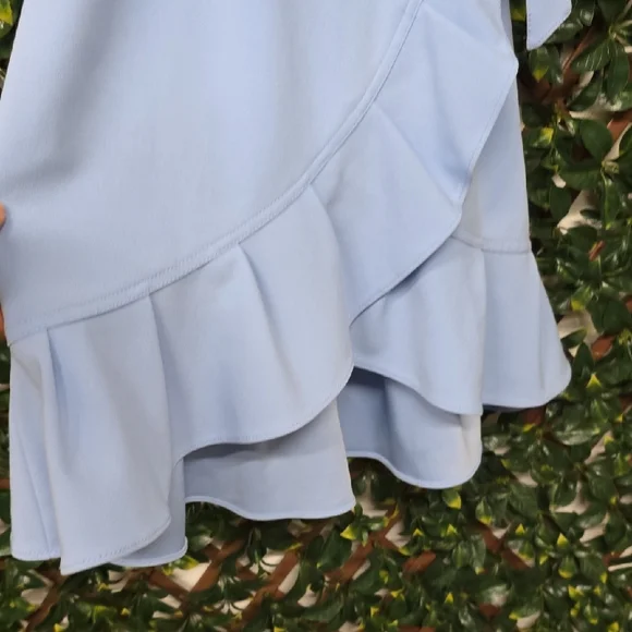 Calvin Klein Light Blue Ruffle Wrap Midi Dress - Picture 4 of 7